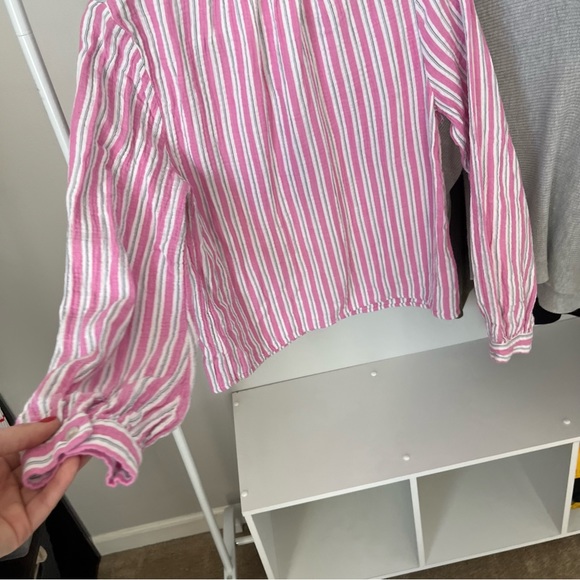 🩷UNIVERSAL THREAD STRIPED LONG SLEEVE PLACKET BLOUSE SIZE SMALL STRIPED BUTTONS - Picture 6 of 8
